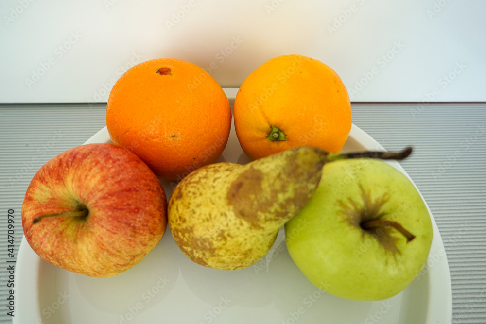 Fresh fruit in the hospital photographed on the tray with natural light Fresh fruit in the hospital photographed on the tray with natural light