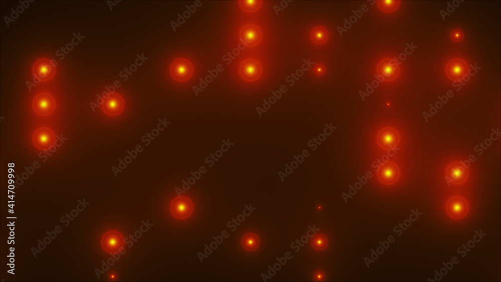 Rows of light bulbs spotlights with random switch on, computer generated night club background, 3d rendering Rows of light bulbs spotlights with random switch on, computer generated night club background, 3d rendering