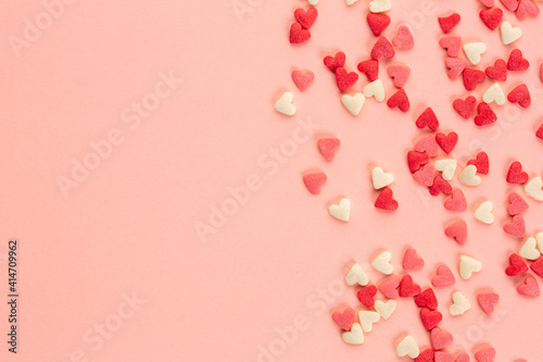 Heart shape red, pink and white dragee 