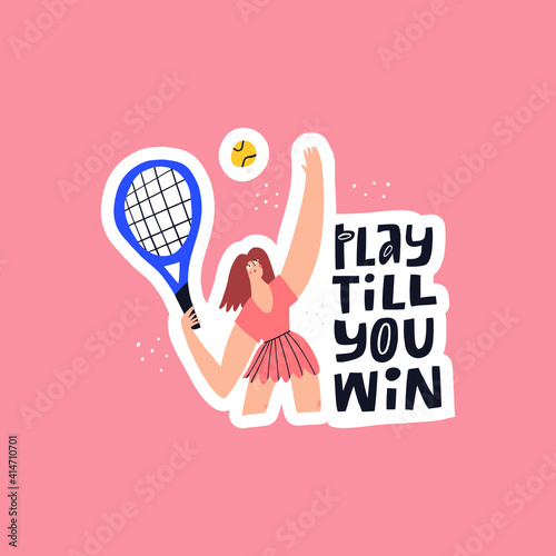 Play till win hand drawn vector lettering. 