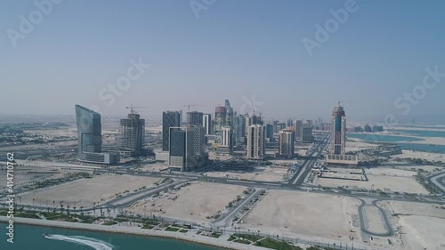 Aerial view of the construction of Doha cityscape, Qatar