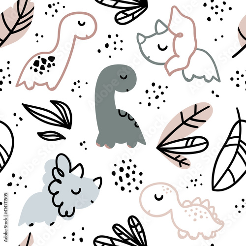 Cute pattern seamless with dinosaur