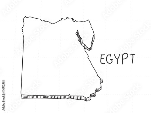 Hand Drawn of Egypt 3D Map on White Background.