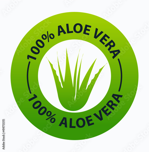 100% aloe Vera vector icon for cosmetics products, product label design elements