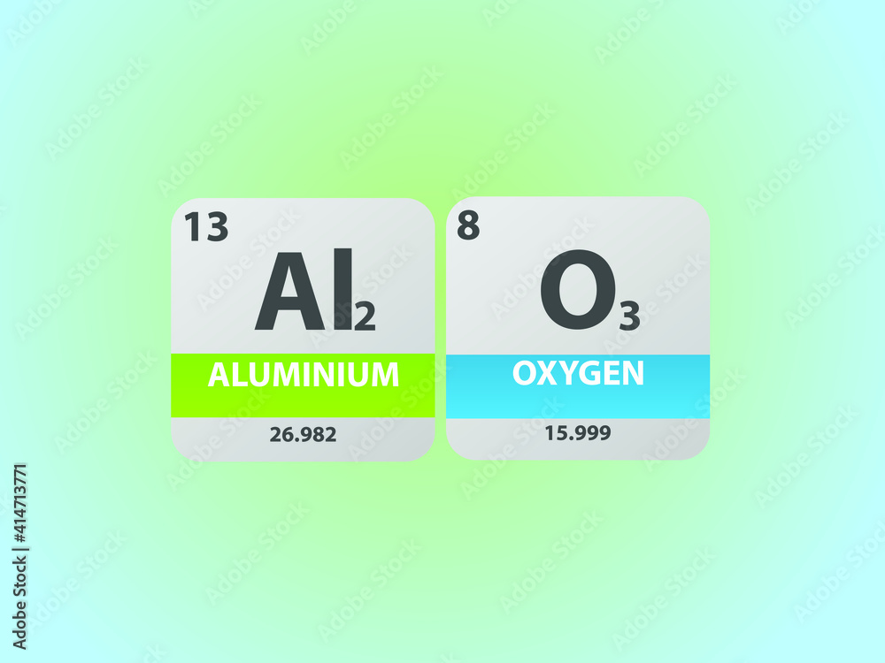 Aluminium Oxide Al2O3 molecule. Simple molecular formula consisting of Aluminium, Oxygen