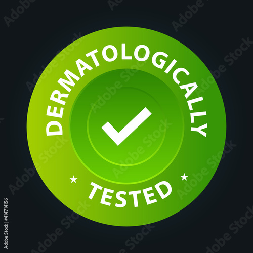 dermatologically tested green vector icon with tick mark
