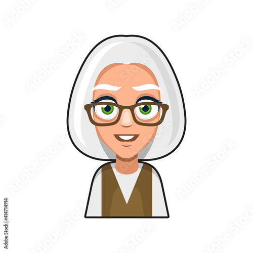 Old Woman Cartoon Icon. Cute Avatar. Vector