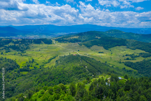 Aerial view of landscape near Velingrad, Bulgaria photo