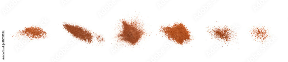 Cocoa Powder Isolated, Cacao Dust on White Background Top View Cocoa Powder Isolated, Cacao Dust on White Background Top View
