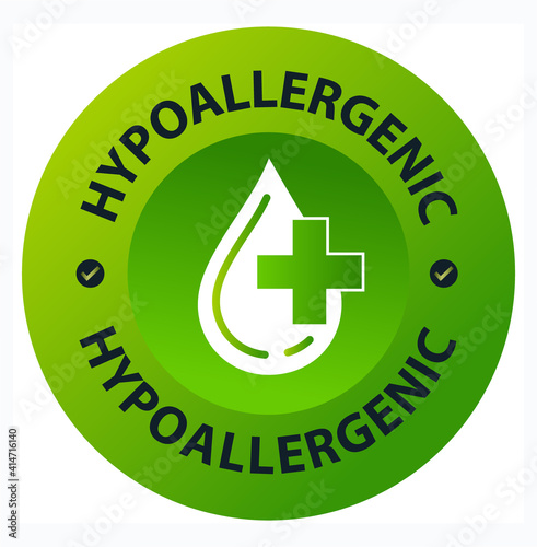 Hypoallergenic logo concept with drop. green colored hypoallergenic icon for skincare or cosmetics products