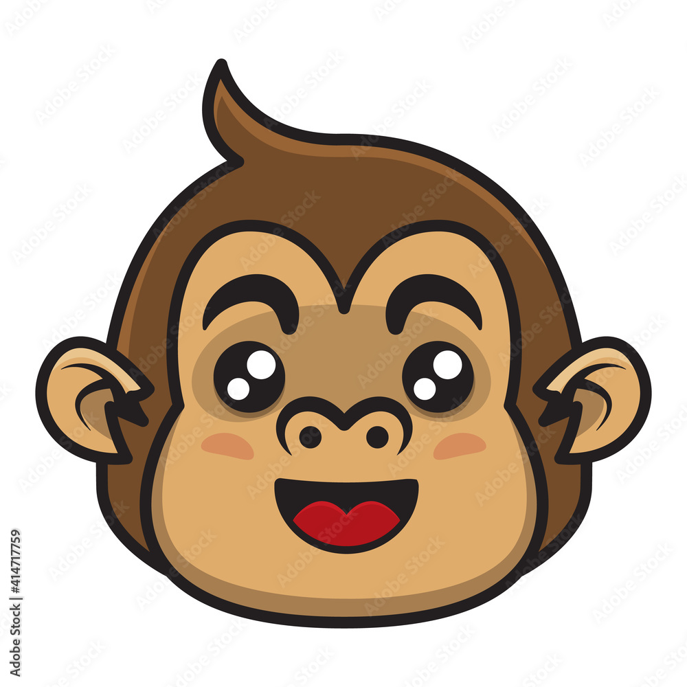 Funny Little monkey head cartoon characters, best for icon or logo for animal education of children Funny Little monkey head cartoon characters, best for icon or logo for animal education of children