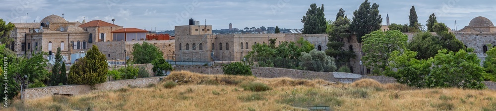 Ancient buildings around the Old City in Jerusalem, Israel