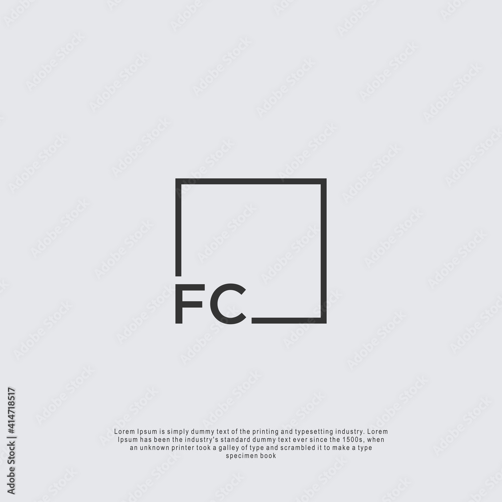 Letter FC Logo design with square frame line business consulting concept Letter FC Logo design with square frame line business consulting concept