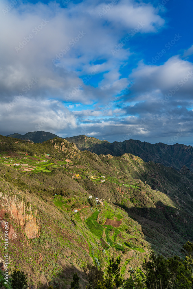 Panoramic view on Anaga mountains nature park in Tenerife, Spain