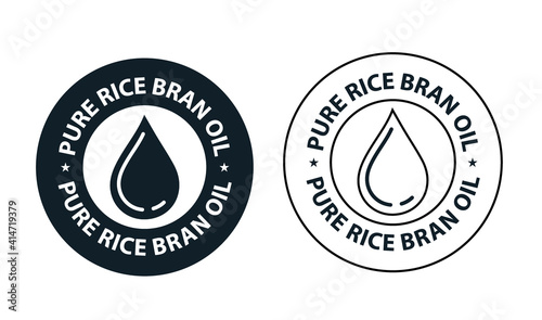 'pure rice bran oil' vector icon with oil drop. rounded vector icon