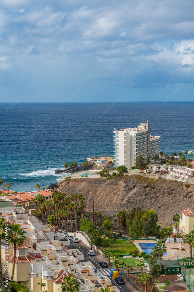 Naklejka premium Puerto de Santiago, town view with buildings, Tenerife, Canary island