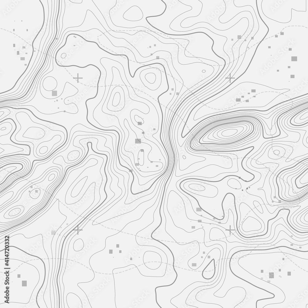 Seamless vector topographic map background. Line topography map seamless pattern. Contour background geographic grid. Mountain hiking trail over terrain. Seamless wavy pattern.