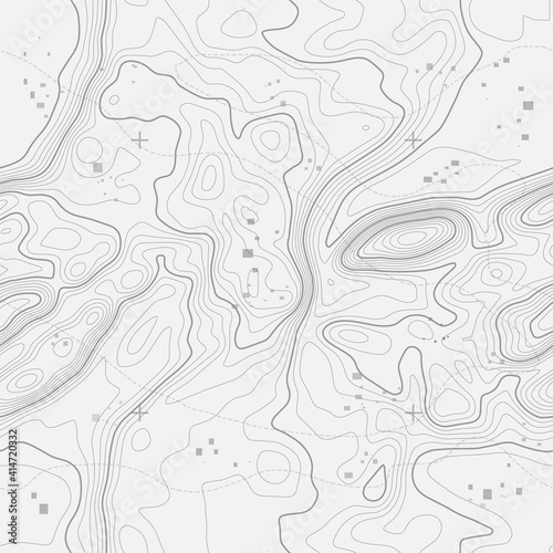 Seamless vector topographic map background. Line topography map seamless pattern. Contour background geographic grid. Mountain hiking trail over terrain. Seamless wavy pattern.