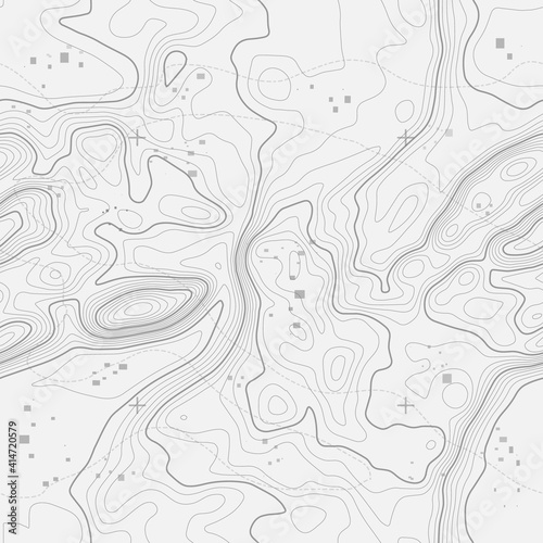 Seamless vector topographic map background. Line topography map seamless pattern. Contour background geographic grid. Mountain hiking trail over terrain. Seamless wavy pattern.