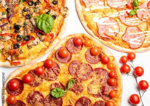 different various kind of pizzas