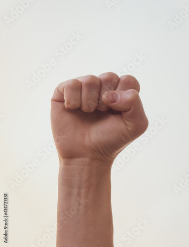 Clenched Female Fist White Background Fight Symbol Feminism Symbol