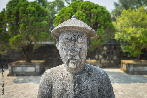 Many statues of nobleman, soldier or servant were built for pay respect and protect to the Royal tomb in Vietnam.