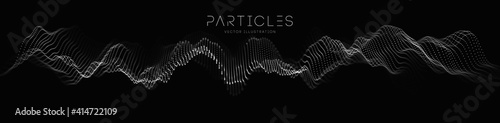 Audio waves with music waves. Music particle abstract tech background. Vector sound wave technology equalizer for music, EPS 10.