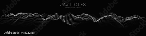 Data network wave. Music particle abstract tech background. Vector sound wave technology background. Equalizer for music, showing audio waves with music waves. EPS 10.
