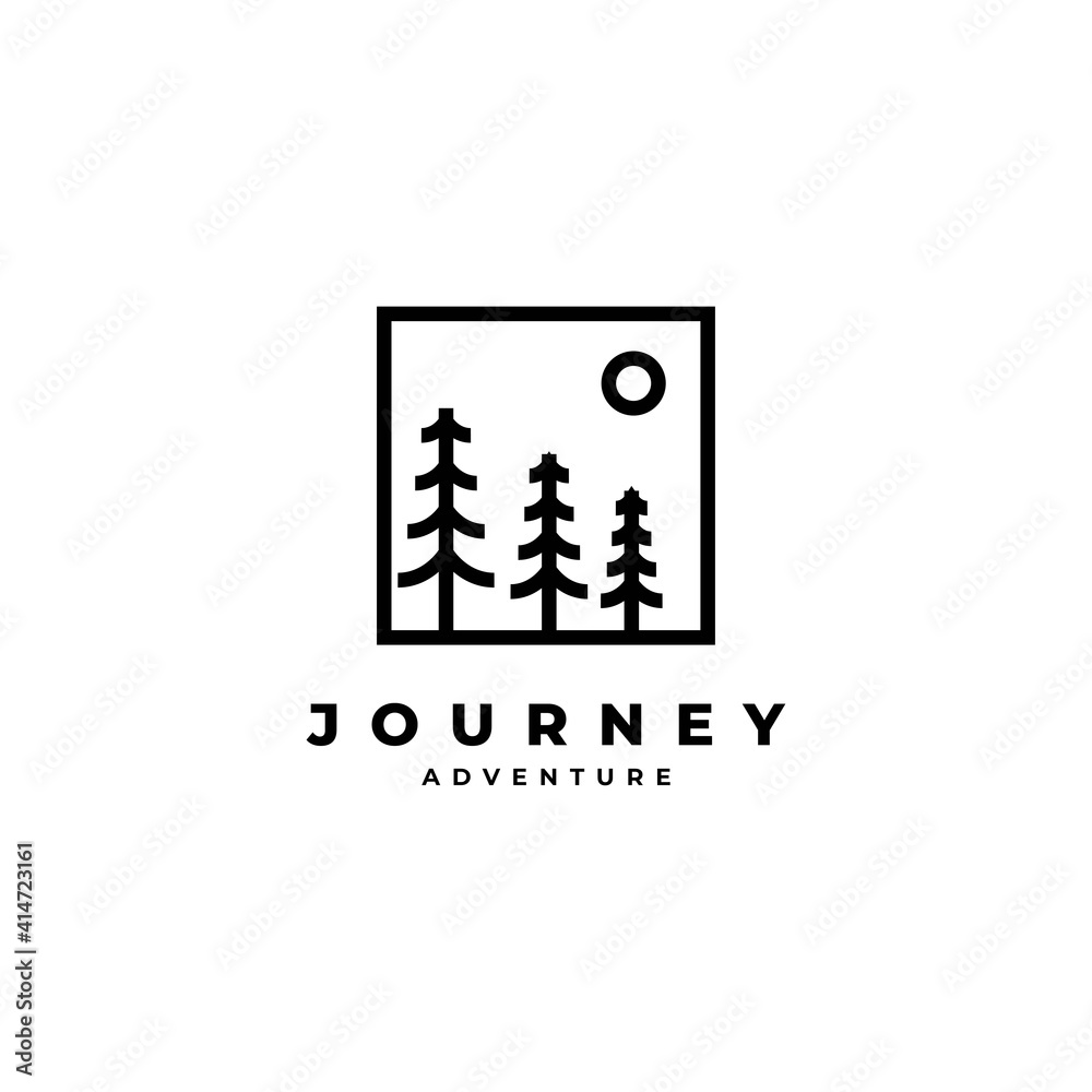 Pine tree road logo design illustration vector template Pine tree road logo design illustration vector template