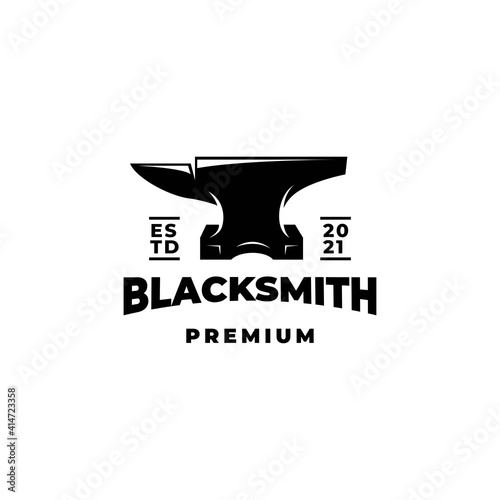 Blacksmith forge anvil logo design vector template