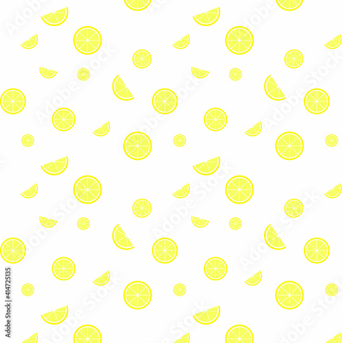 Seamless pattern with slice yellow lemons. Lemon vector. Vector background with lemons. 8 eps