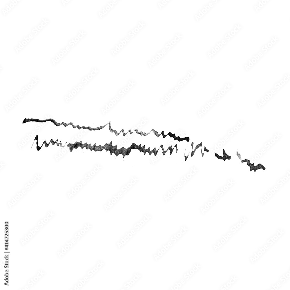 Black straight lines stain of watercolor paint. Artistic wash, blot and splashes. Abstract shape with brush strokes. Watercolor. Imitation of writing Black straight lines stain of watercolor paint. Artistic wash, blot and splashes. Abstract shape with brush strokes. Watercolor. Imitation of writing