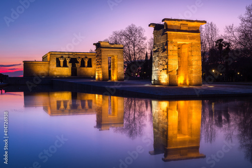 Temple of Debod at dusk, Madrid, Spain