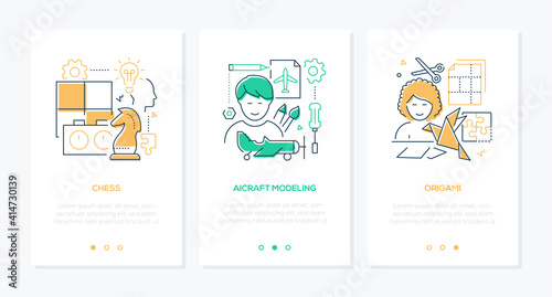 Hobbies - vector line design style web banners