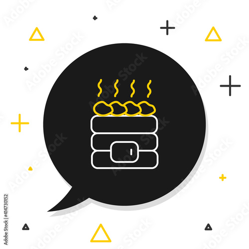 Line Hot sauna stones icon isolated on white background. Spa resort recreation, bathhouse relaxation. Hot stones on electric heater. Colorful outline concept. Vector.