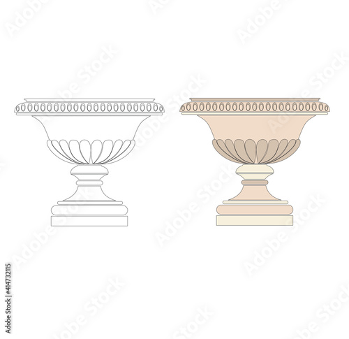 symbol fine arts ancient Roman cup decorated in classic and historical gothic style produced in Italy