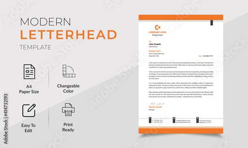 Elegant letterhead template vector professional editable minimalist flat style Modern Simple Creative A4 Size Design