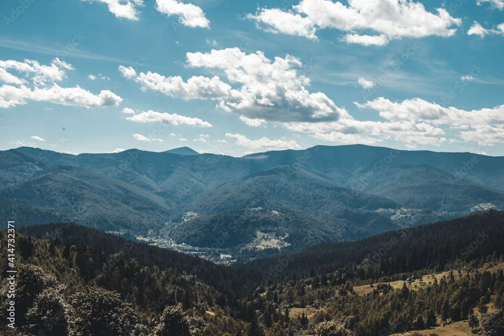 summer mountains and blue sky landscape