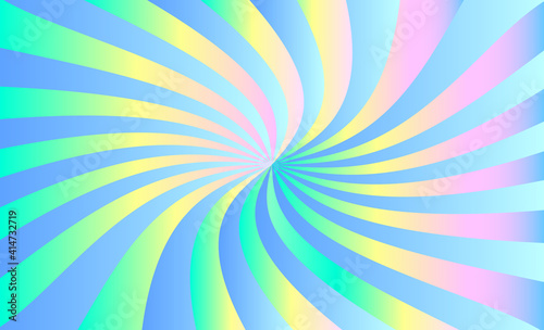 Abstract iridescent background of stripes  twisting in a spiral. Vector design element.
