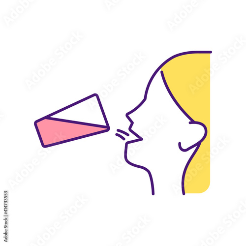 Getting enough fluids RGB color icon. Drinking warm liquids. Throat dryness. Preventing dehydration and excessive thirst. Balanced diet. Dry mouth. Summer heat. Isolated vector illustration