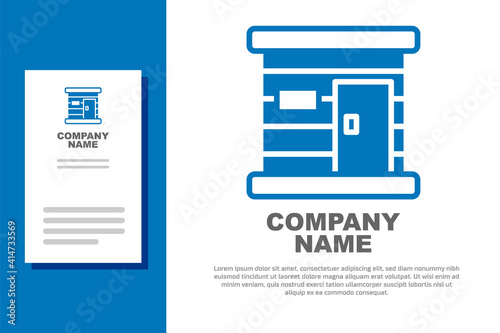 Blue Sauna wooden bathhouse icon isolated on white background. Heat spa relaxation therapy bath and hot steam healthcare, relax therapy. Logo design template element. Vector.