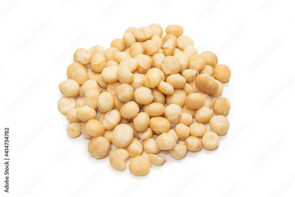 Macadamia nuts isolated on white background. Macadamia nuts isolated on white background.