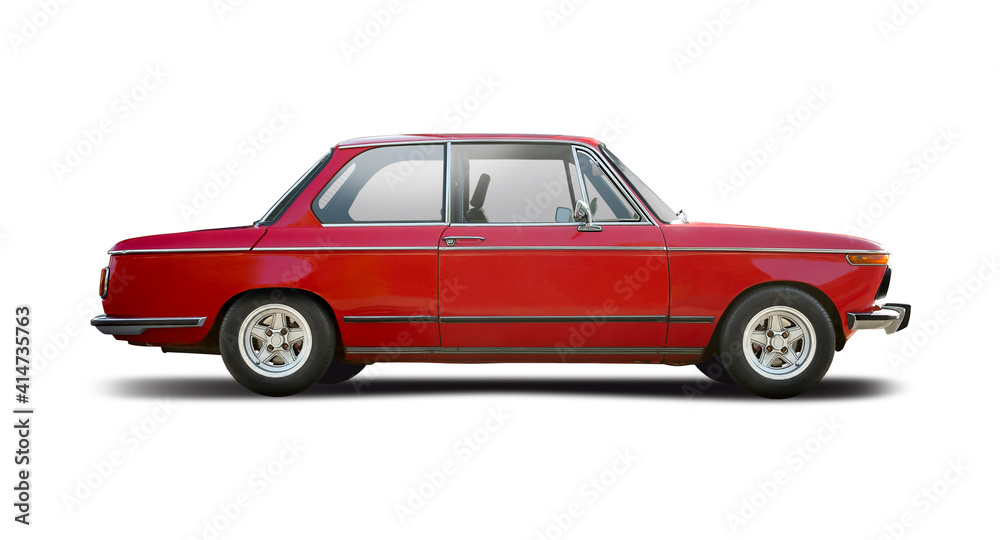 Classic sport German car side view isolated on white background