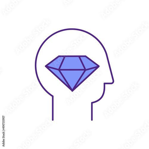 Perfectionist mindset RGB color icon. Spotting mistakes and imperfections. Productivity reduction. Imposing unrealistic standards. Causing stress and burnout. Isolated vector illustration
