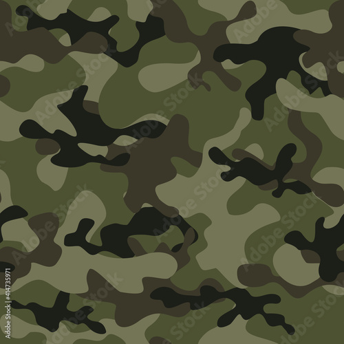 Camouflage pattern vector khaki background, repeat print. Forest design. photo
