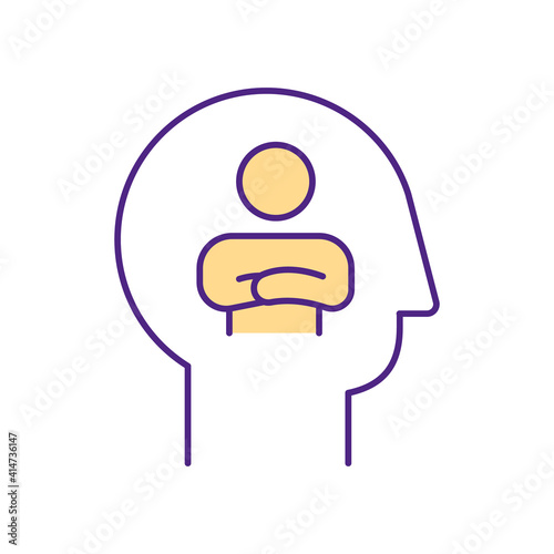 Self-sabotaging thoughts RGB color icon. Prevention from reaching own goals. Self-esteem lacking. Destructive behavior. Worthlessness, self-hatred feelings. Isolated vector illustration