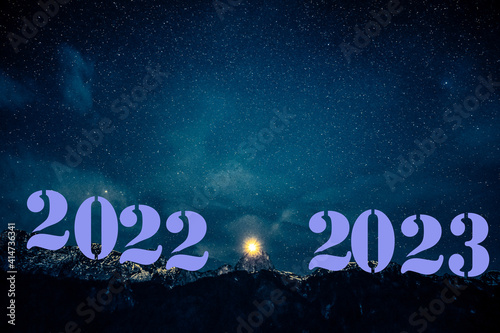 concept, sign, happy, word, year, business, neon, new, blue, 2022, 2023