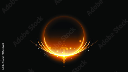 Sun Eclipse Orange Fire Dark Background Vector Moon Design Style Space Science Glow Light