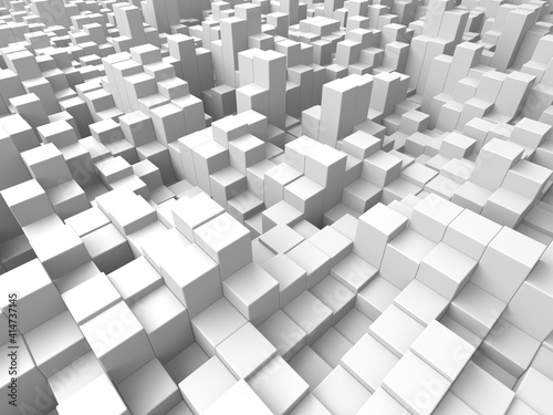 White cubes structure. Abstract futuristic background.