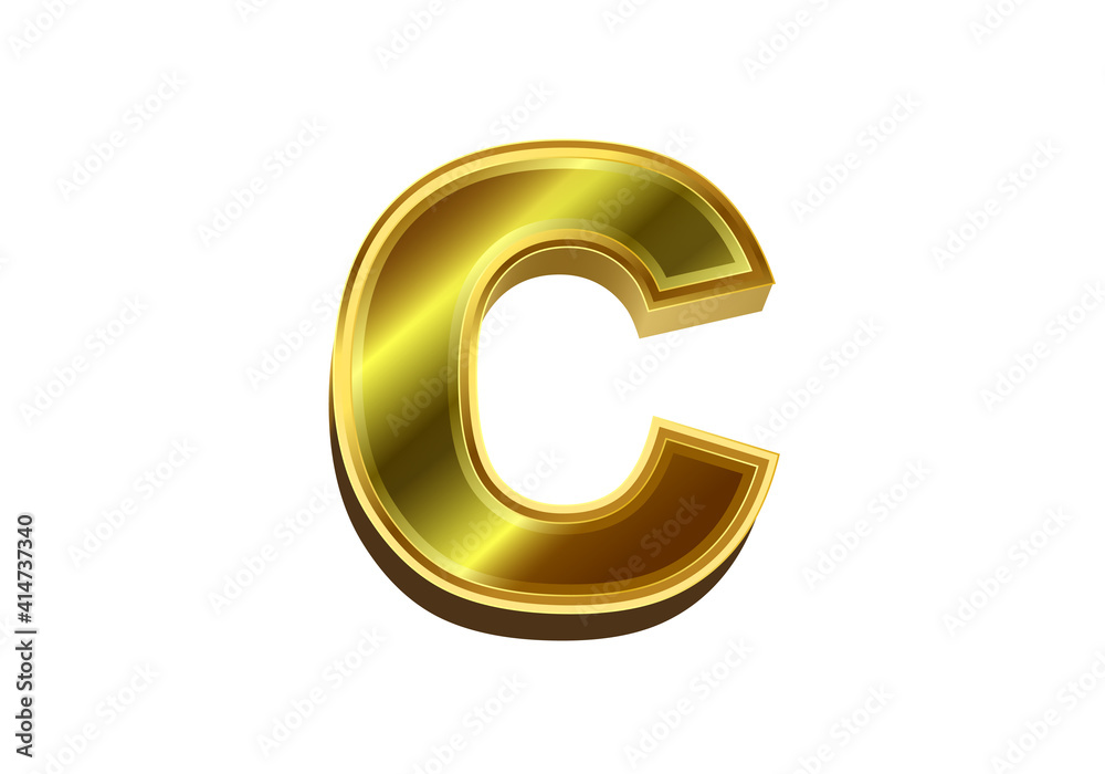 3d golden letter C. Luxury gold alphabet on white background 3d golden letter C. Luxury gold alphabet on white background